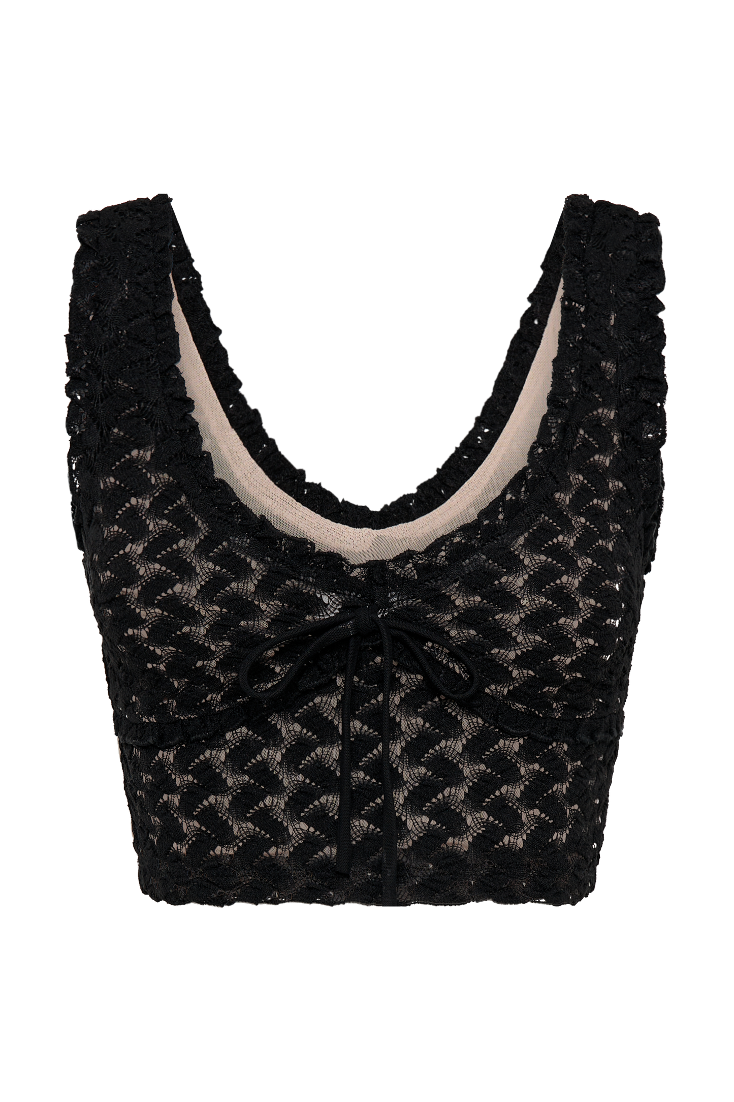 Morgan Mesh And Lace Sleeveless Top - Black