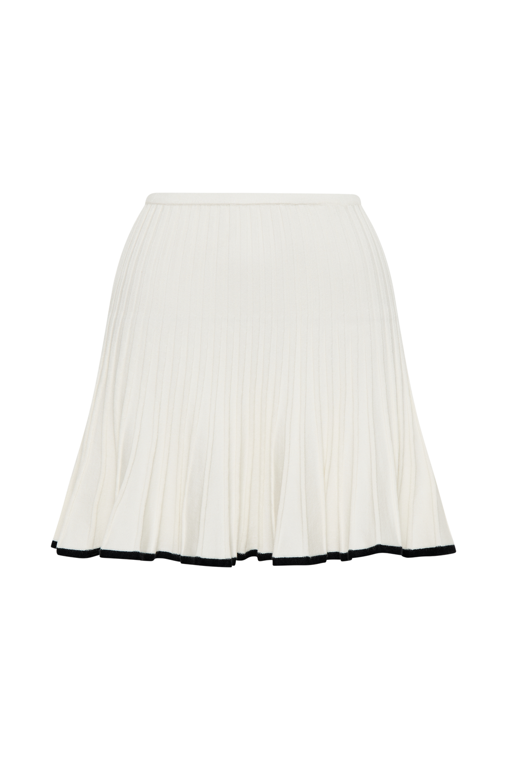 Jolene Contrast Pleated Knit Mini Skirt - White