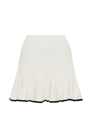 Jolene Contrast Pleated Knit Mini Skirt - White