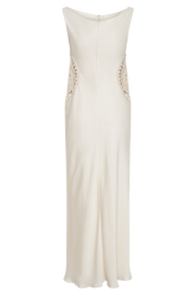 Kristina Satin Maxi Dress With Crochet - Ivory