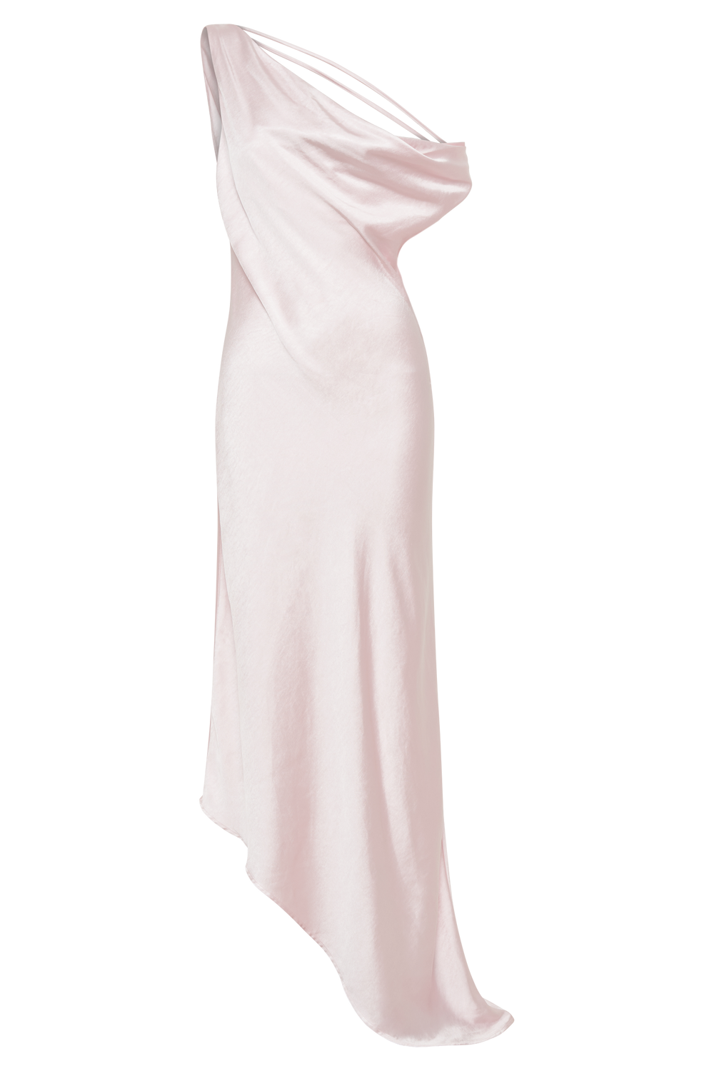 Yvette Slip Maxi Dress With Asymmetrical Hem - Pale Pink