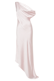 Yvette Slip Maxi Dress With Asymmetrical Hem - Pale Pink