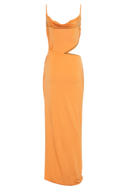 Jemma Draped Slinky Maxi Dress - Orange Sorbet