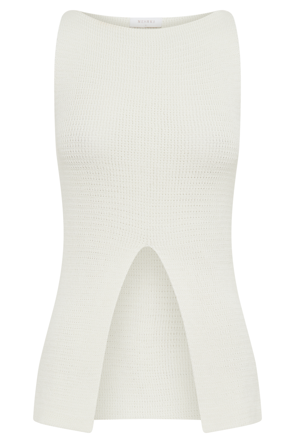 Ridley Knit Tank Top With Split - Ivory