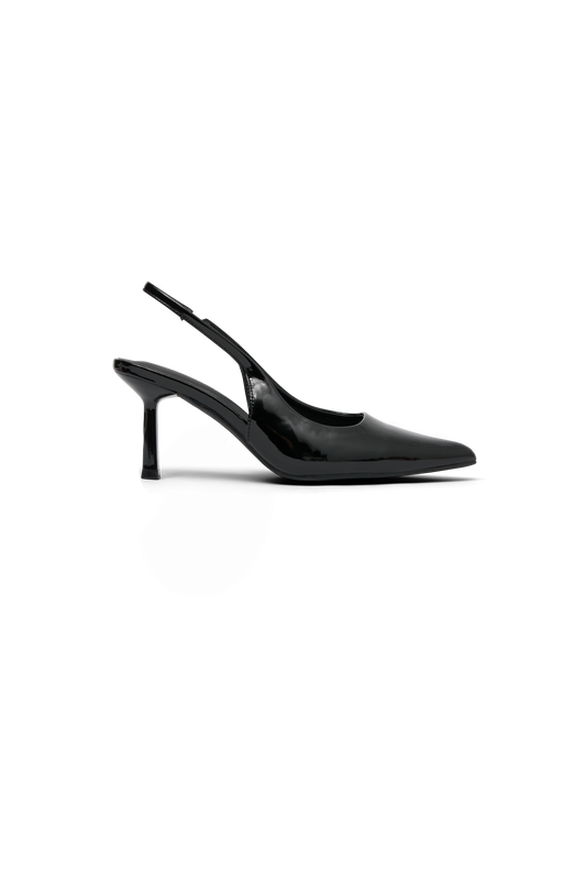 Dasha Patent Sling Back Heels - Black