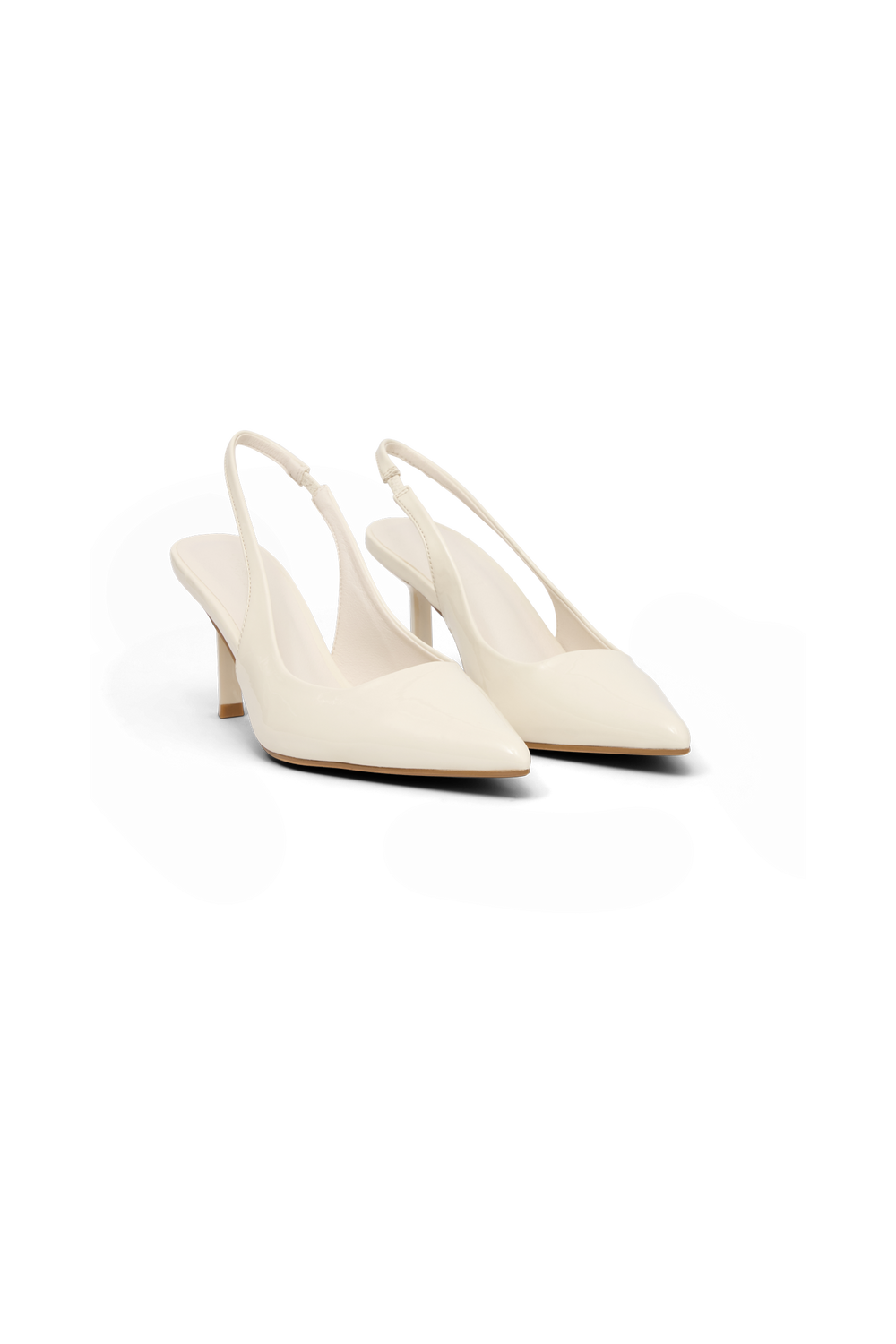 Dasha Patent Sling Back Heels - Ivory