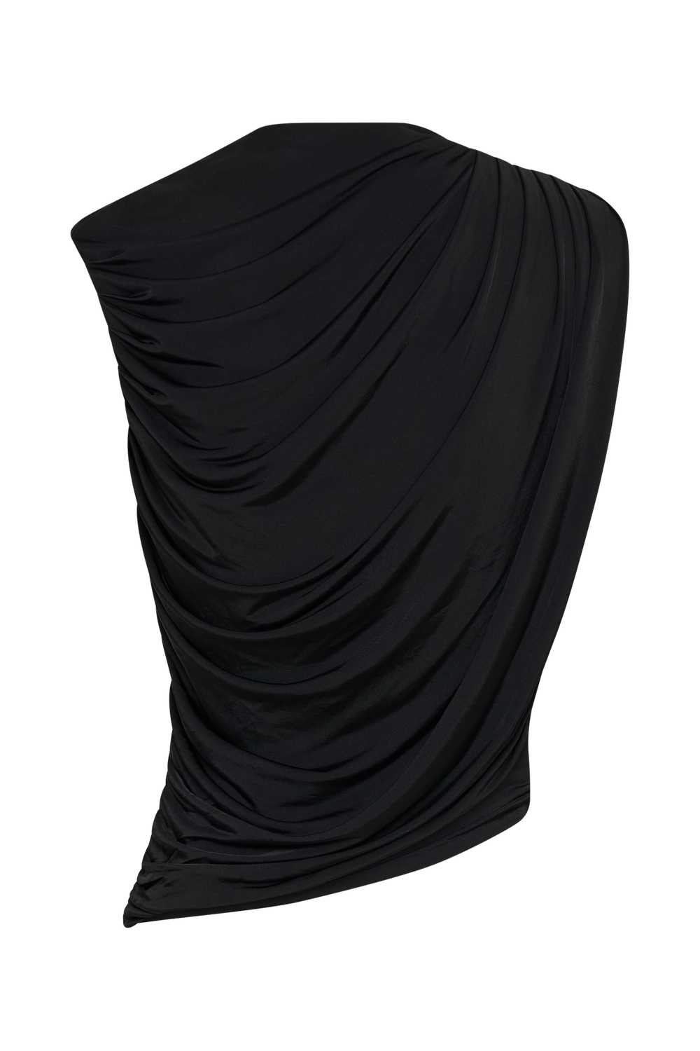 Griselda Draped Slinky Sleeveless Top - Black