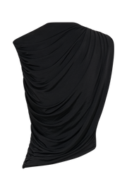 Griselda Draped Slinky Sleeveless Top - Black