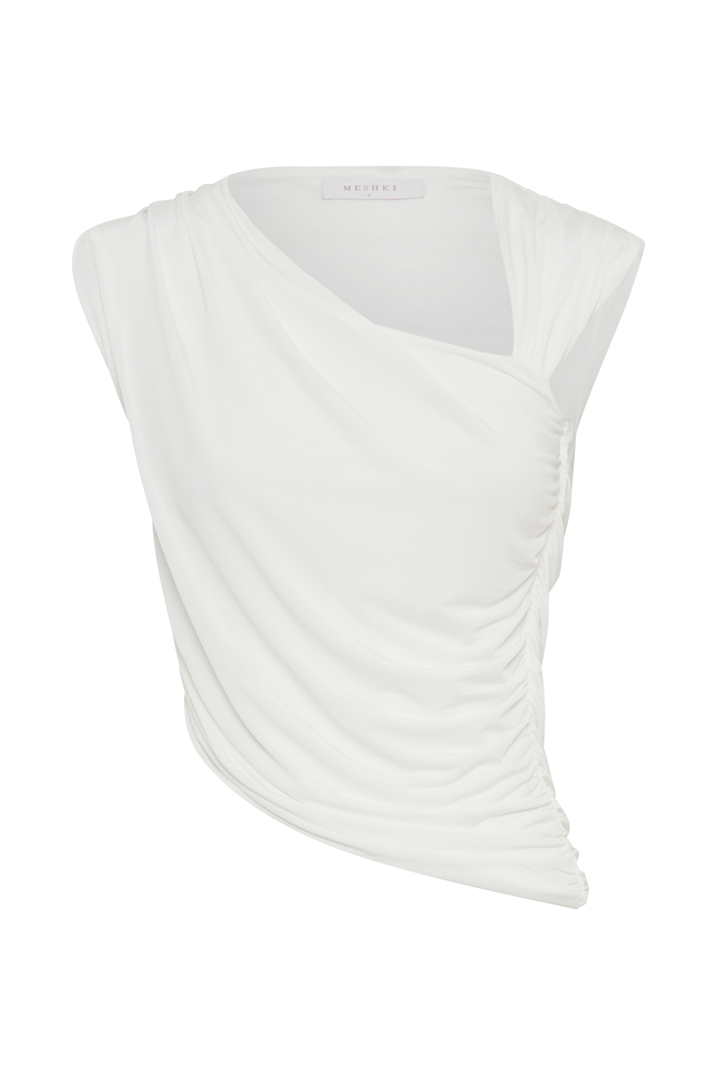 Griselda Draped Slinky Sleeveless Top - White