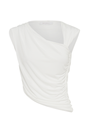 Griselda Draped Slinky Sleeveless Top - White