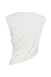 Griselda Draped Slinky Sleeveless Top - White