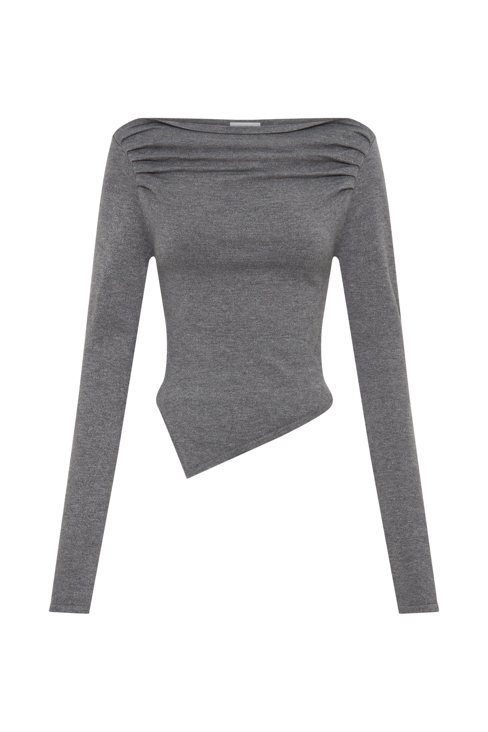 Karlie Off Shoulder Knit Top - Charcoal Marle