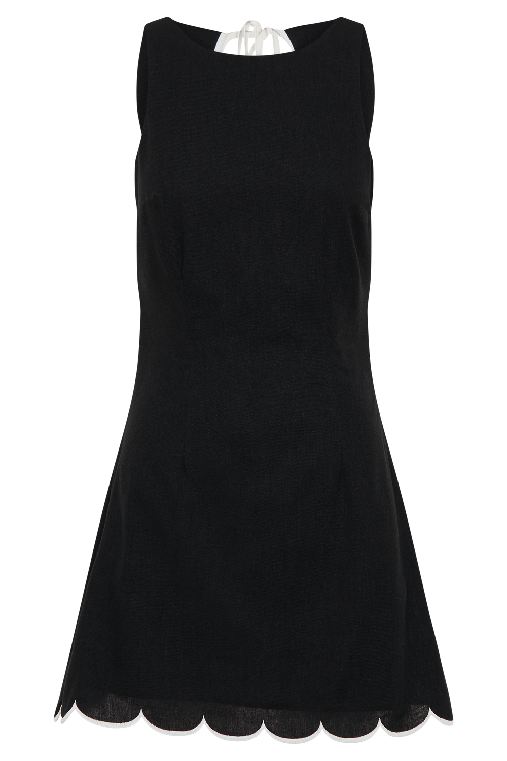 Sofiane Scalloped Linen Mini Dress - Black