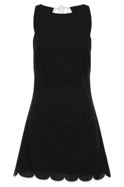 Sofiane Scalloped Linen Mini Dress - Black