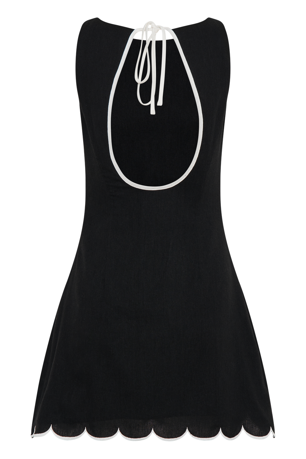 Sofiane Scalloped Linen Mini Dress - Black