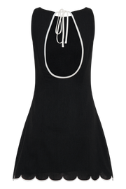 Sofiane Scalloped Linen Mini Dress - Black