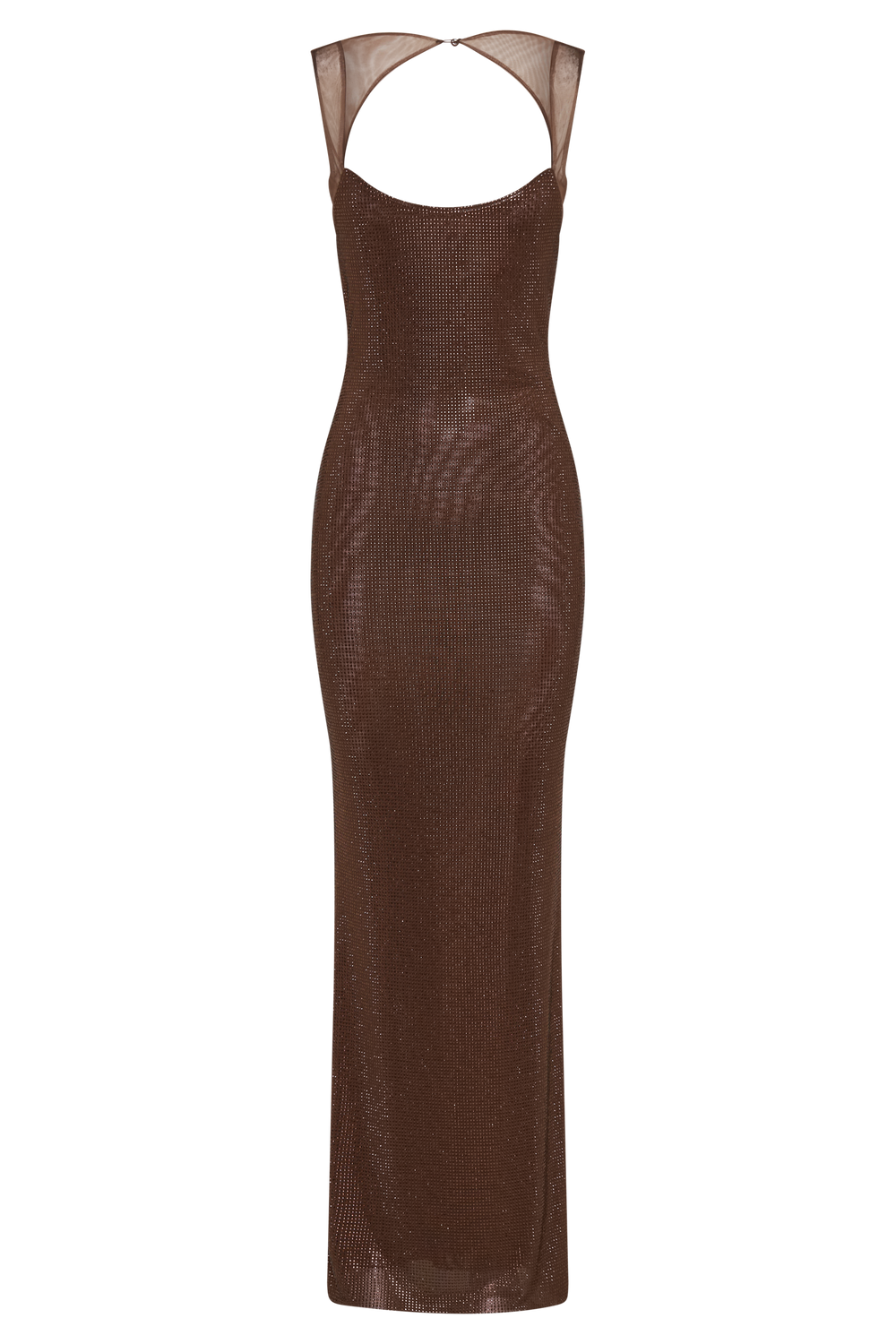 Jasmyn Hot Fix Maxi Dress With Mesh Back - Chocolate