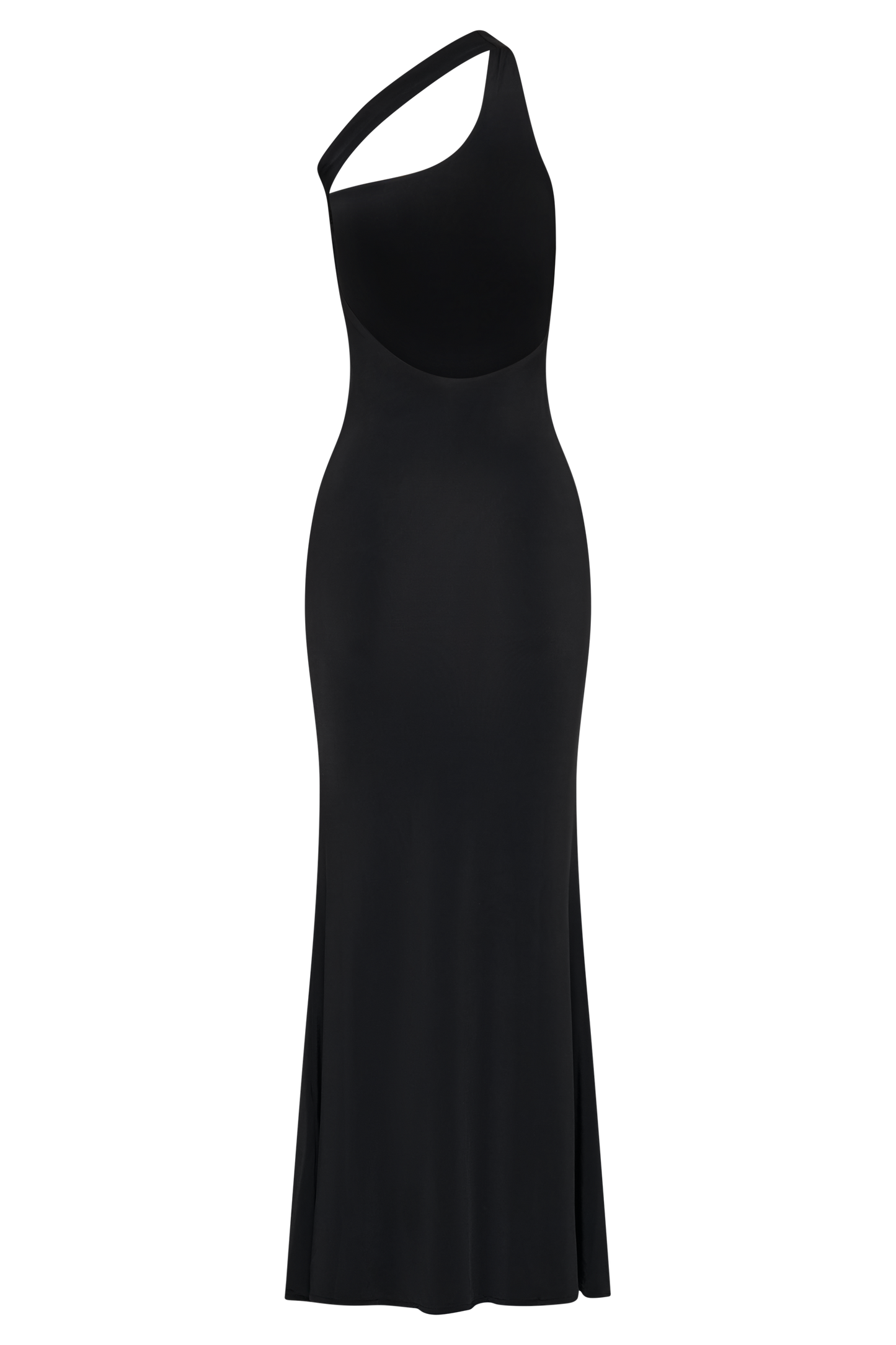 Marianne Asymmetrical Slinky Maxi Dress - Black