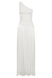 Jenna One Shoulder Pleated Maxi Dress - Ivory