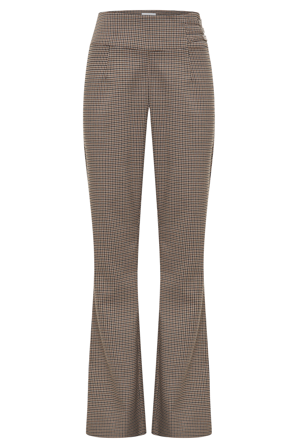 Sweeney Mid Rise Buckle Straight Leg Pant - Tan Check