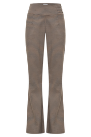 Sweeney Mid Rise Buckle Straight Leg Pant - Tan Check