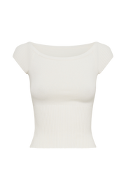 Mathilde Ribbed Knit Off Shoulder Top - Ivory