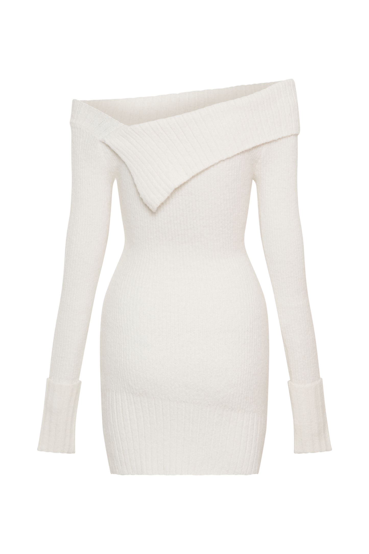 Stephanie Asymmetric Knit Mini Dress - Ivory