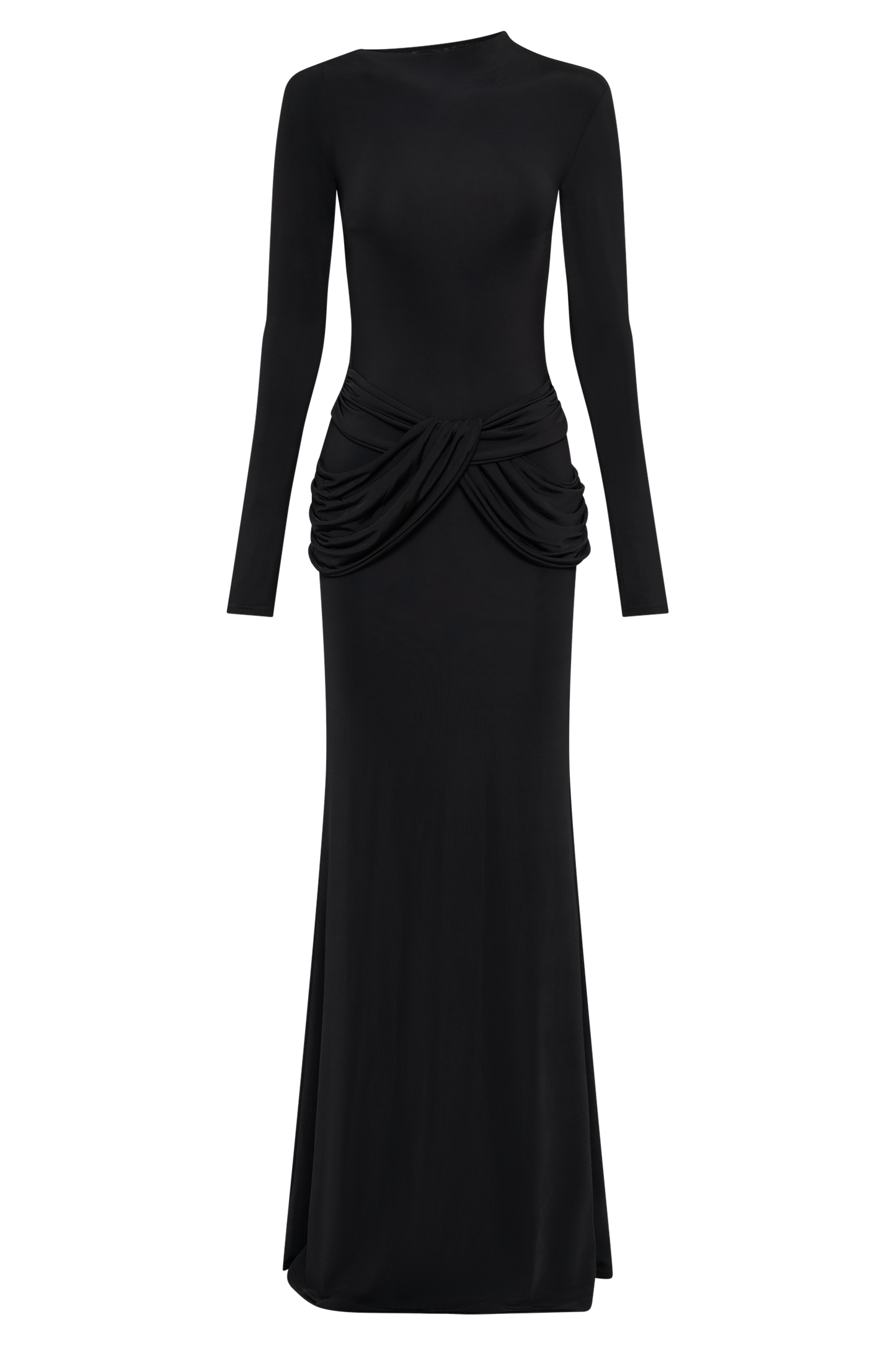 Halcyon Long Sleeve Slinky Maxi Dress - Black