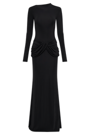 Halcyon Long Sleeve Slinky Maxi Dress - Black