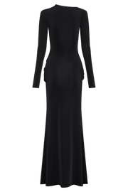 Halcyon Long Sleeve Slinky Maxi Dress - Black