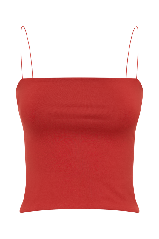 Arya Longline Spaghetti Strap Top - Ruby