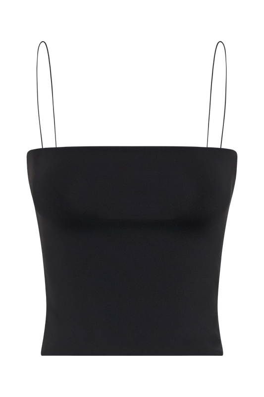 Arya Longline Spaghetti Strap Top - Black