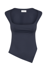 Lisette Asymmetric Recycled Nylon Top - Dark Navy