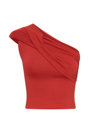 Solene One Shoulder Recycled Nylon Twist Top - Ruby