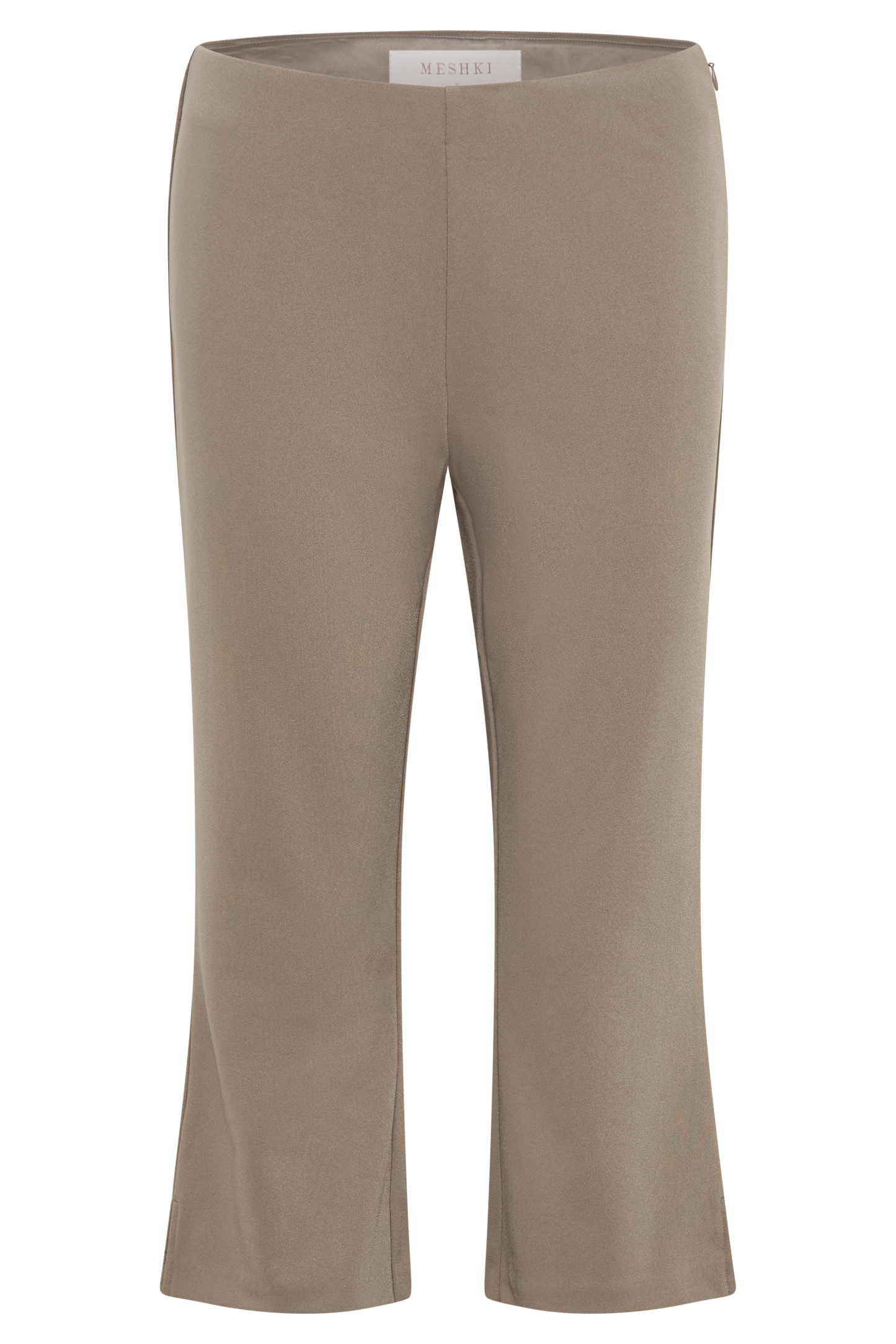 Layla Flared Crepe Capri Pants - Mushroom