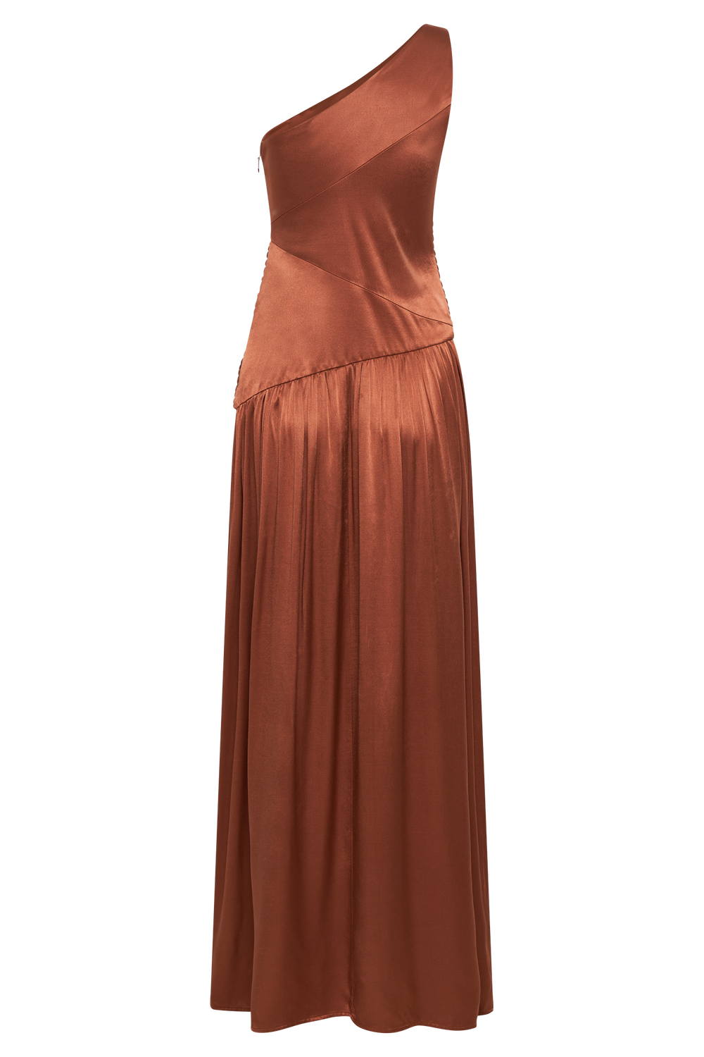 Jenna One Shoulder Pleated Maxi Dress - Wood