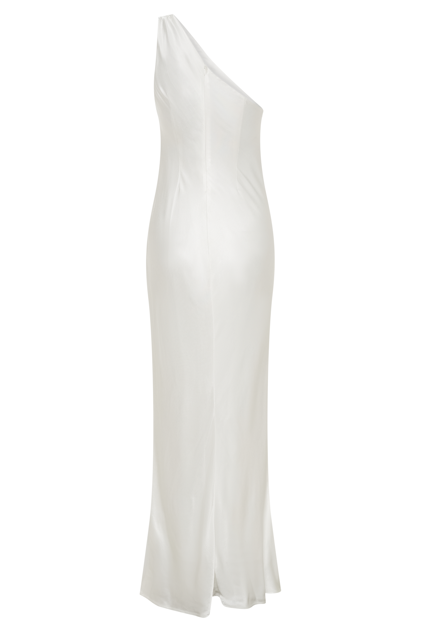 Camille One Shoulder Satin Maxi Dress - White