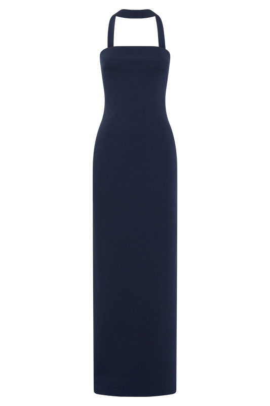 Amelita Suiting Halter Midi Dress - Navy