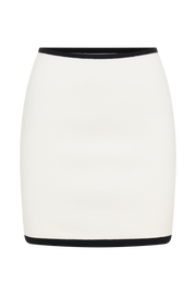 Becky Contrast Knit Mini Skirt - Ivory & Black