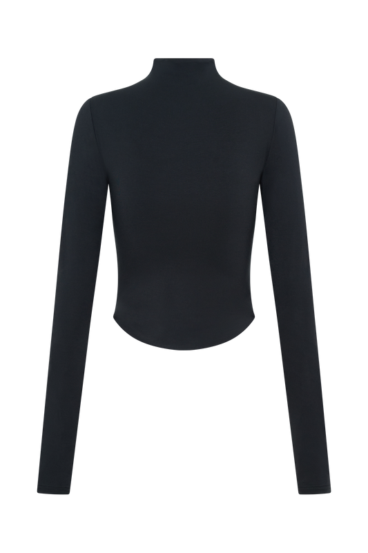 Ember Modal Long Sleeve High Neck Top - Black