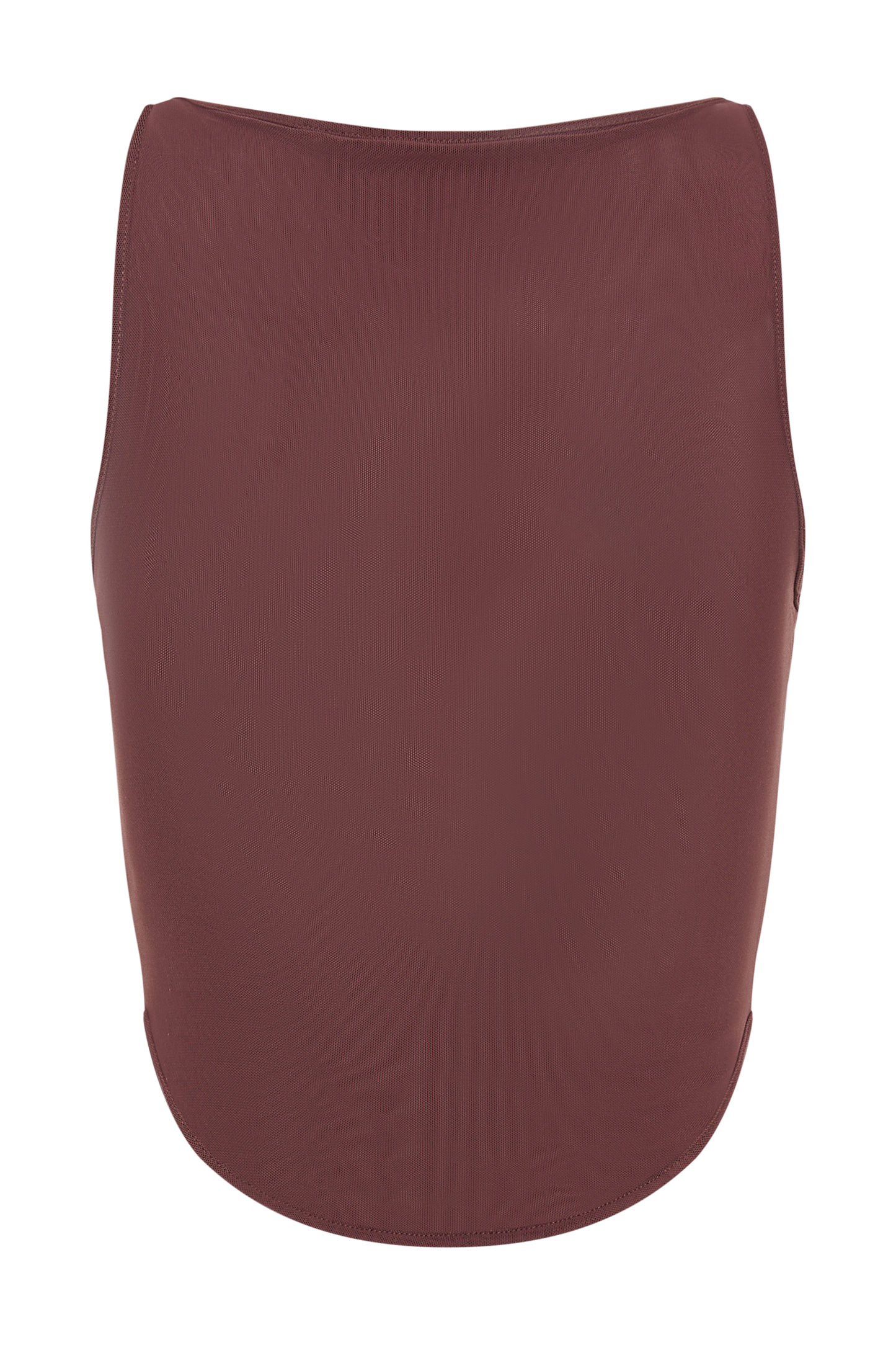 Marla Boat Neck Sheer Mesh Top - Mahogany