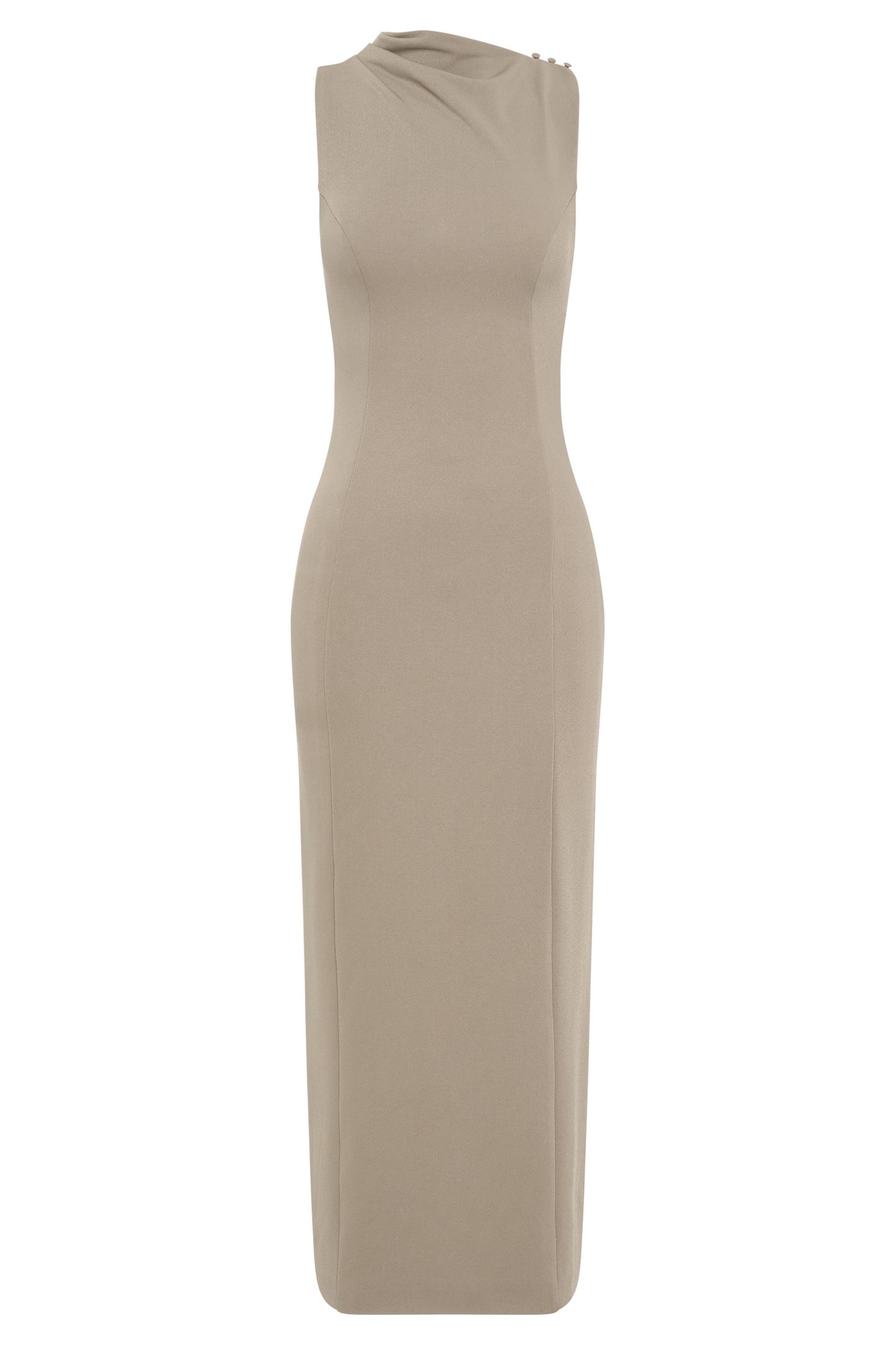 Taylor Draped Stretch Crepe Maxi Dress - Mushroom