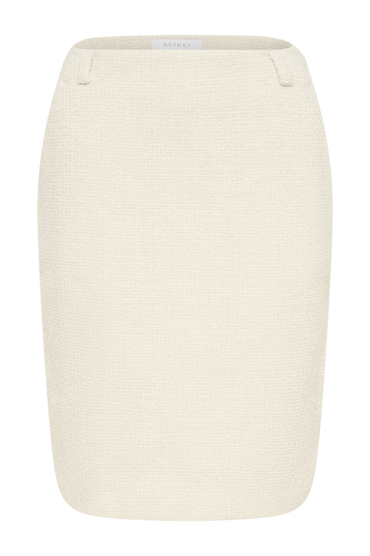 Addison Boucle Knee Length Skirt - Ivory