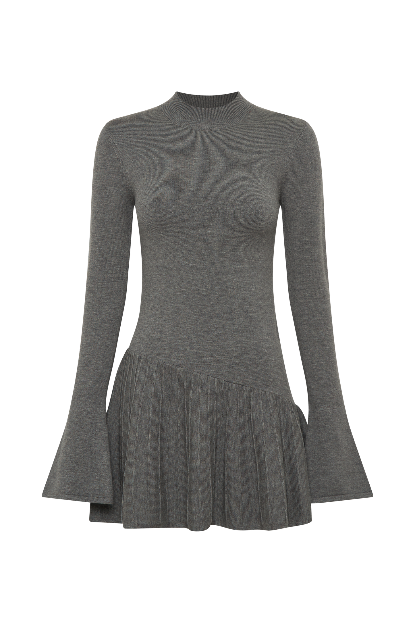 Blair Knit Mini Dress With Pleats - Charcoal