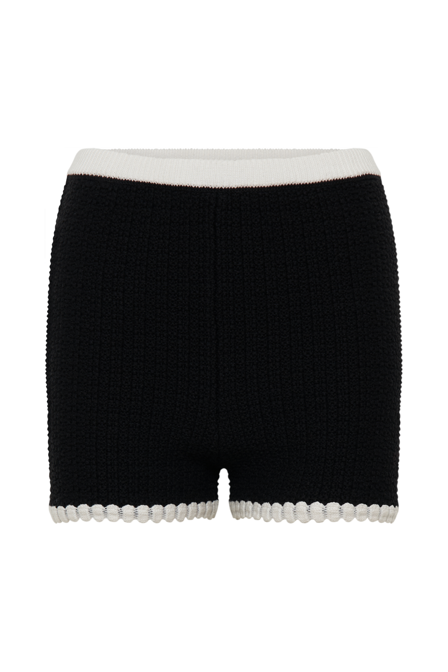 Saffron Contrast Knit Shorts - Black/White