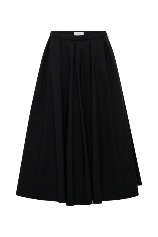 Jemima Cotton Midi Skirt - Black