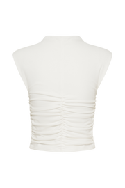 Ellia High Neck Sleeveless Top - White