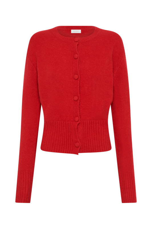 Genevieve Oversized Knit Cardigan - Ruby