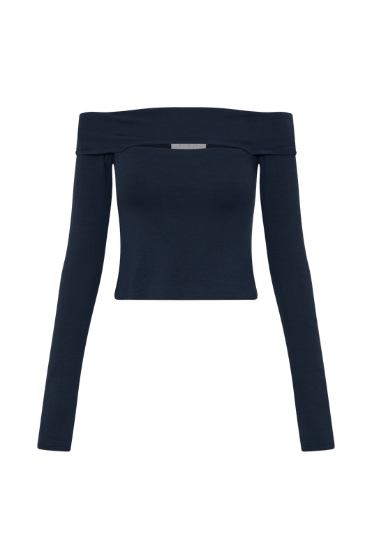 Briah Cut Out Modal Long Sleeve Top - Dark Navy