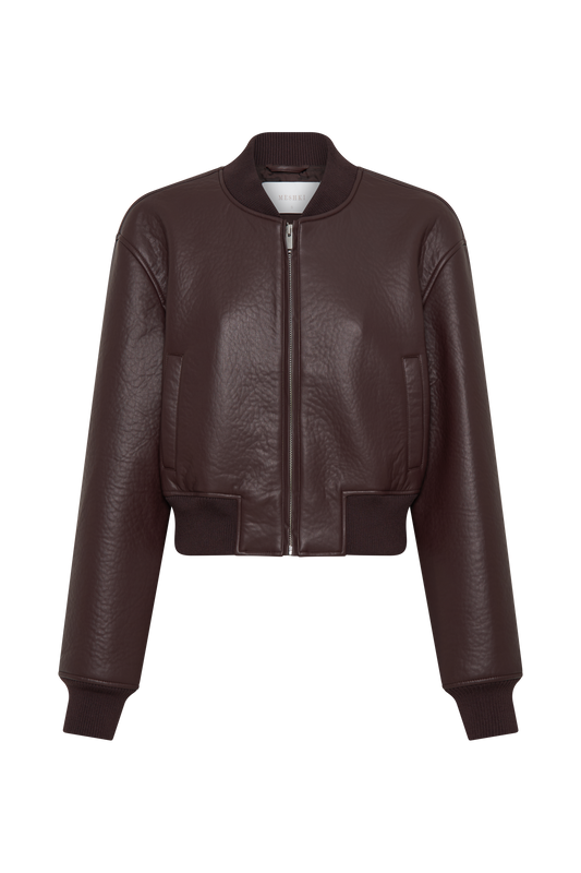 Codi Faux Leather Bomber Jacket - Merlot